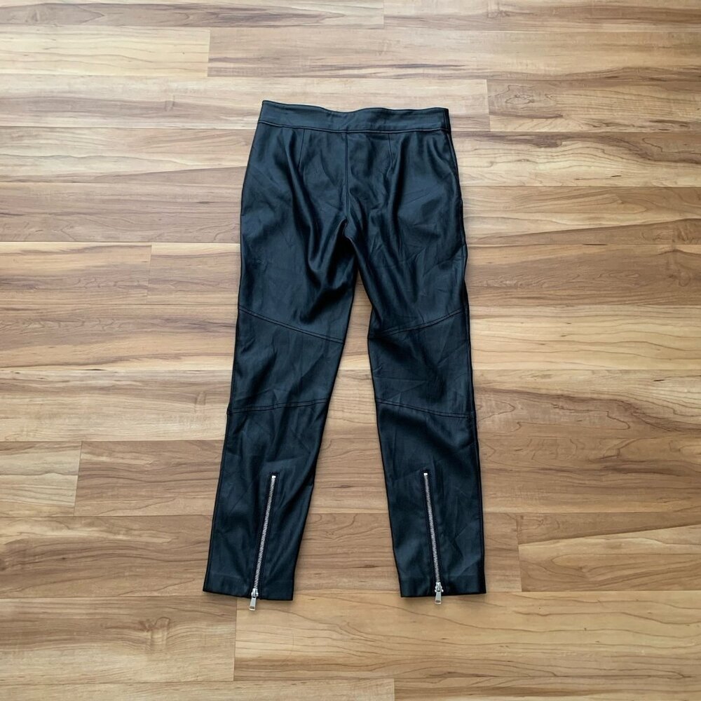 Zara The Biker Faux Leather Ankle Zip Pants Size 4 Pockets - Picture 5 of 10